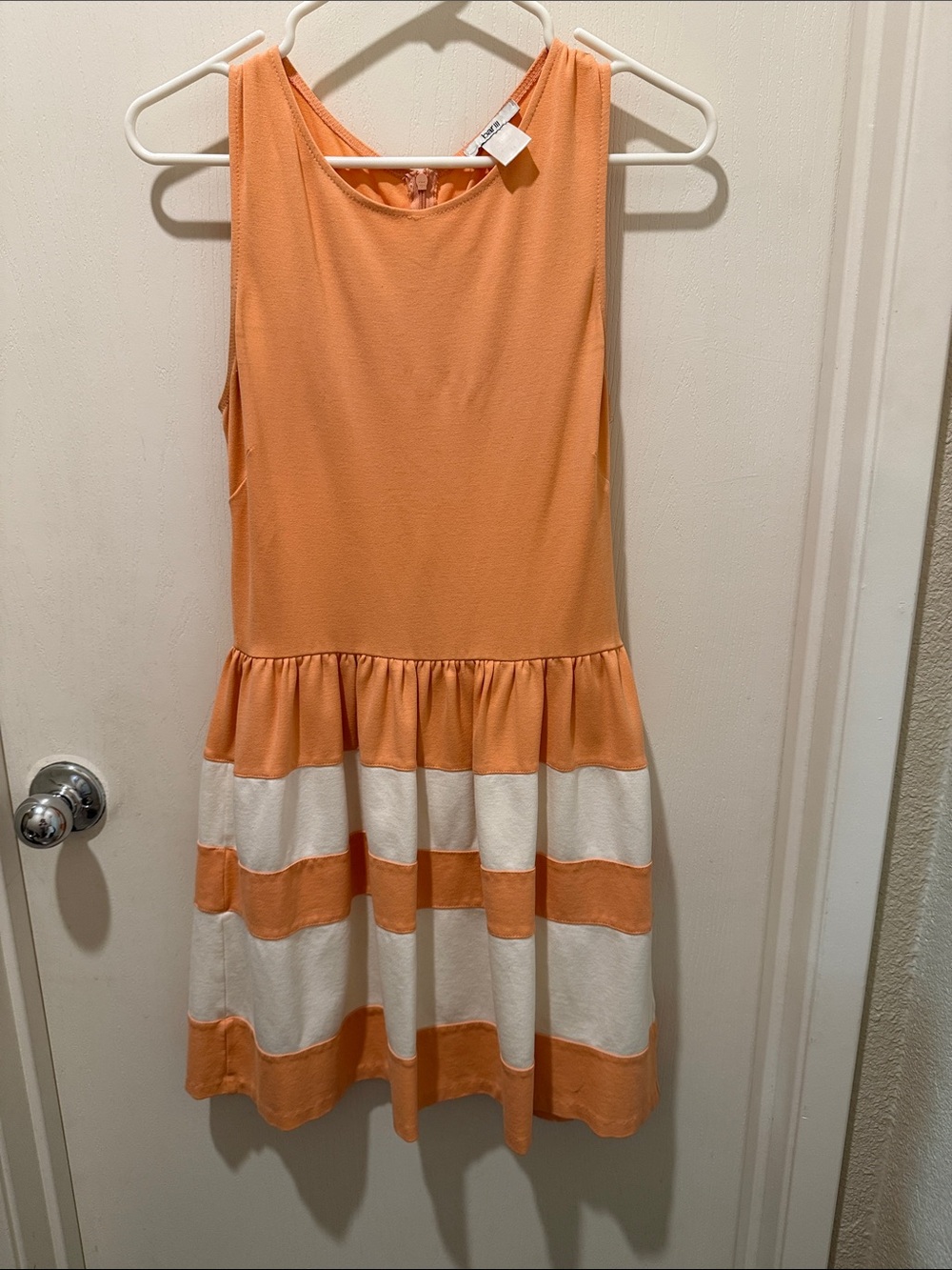 Bar III Peach and White Striped Sleeveless Dress